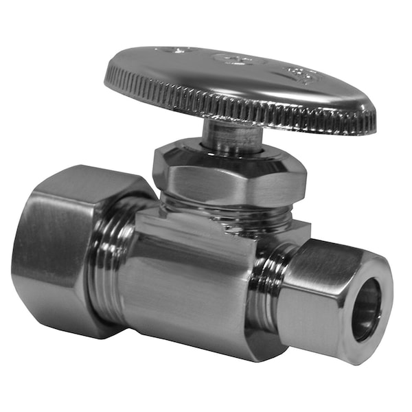 Brushed Nickel Compression Straight Stop 5/8" Comp. x 3/8" Comp.